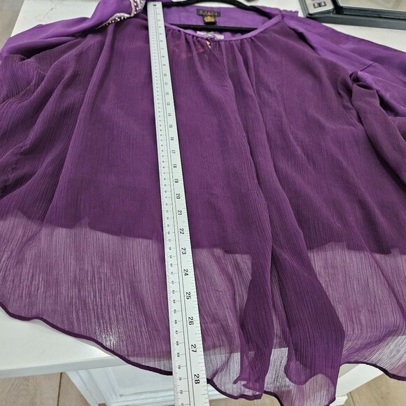 NEW Iman Top 1X Purple Cami Sheer With Attached Cardigan Embellished Sequin - Picture 9 of 14
